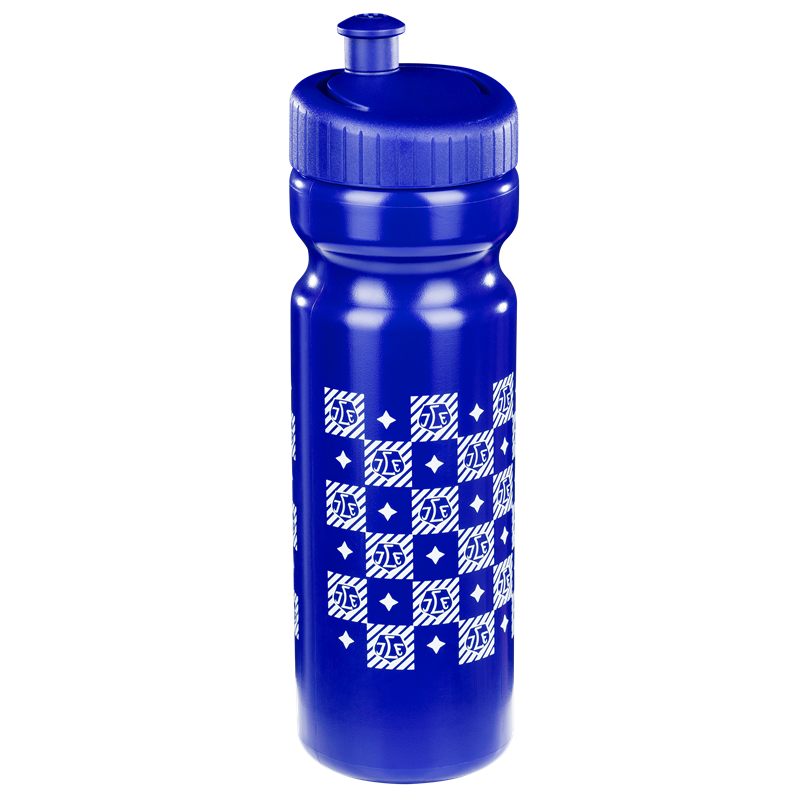 Vattenflaska blå rutigt mönster