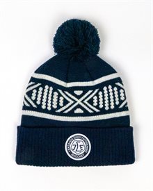 Mössa med tofs marin/vit