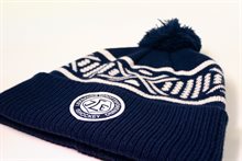 Mössa med tofs marin/vit