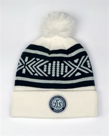 Mössa med tofs vit/marin