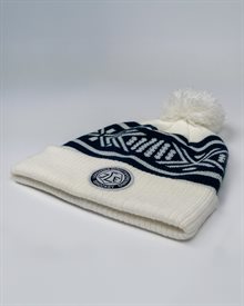 Mössa med tofs vit/marin