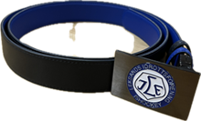 Bälte läder svart och blått 